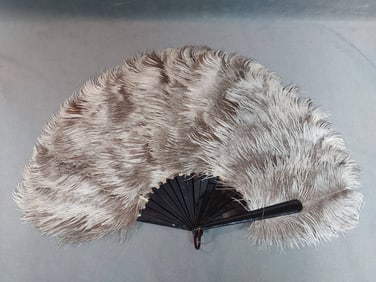 Antique Ostrich Feather Folding Fan