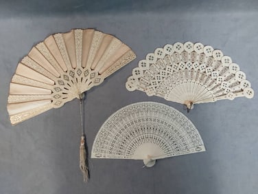 Three Carved Folding Fans
