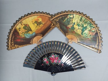 3 Vintage Spanish Folding Fans