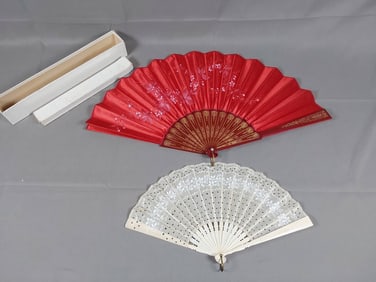 Hand-Painted Floral Folding Fans