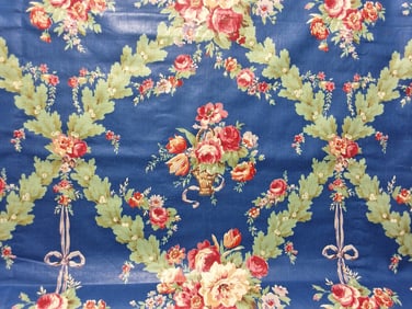 Vintage Cotton Fabric with Floral Design