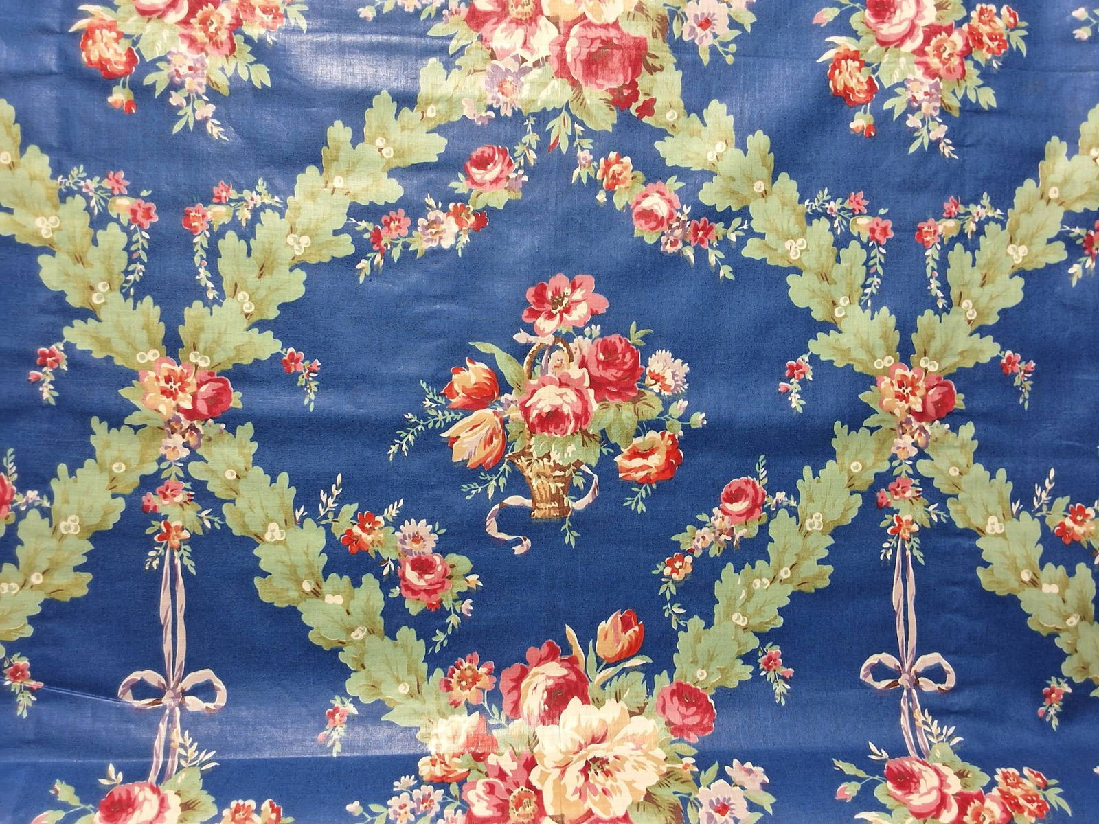 Vintage Cotton Fabric with Floral Design