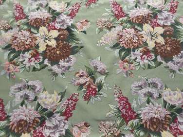 Vintage Sage Green Floral Cotton Fabric