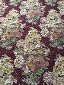 Vintage Fabric - Les Jeunes Hand Print - Maroon