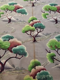 Vintage Barkcloth Fabric - Autumn Trees