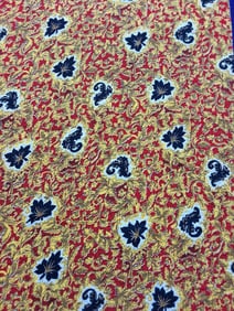 Vintage Cotton Fabric - Black Leaf