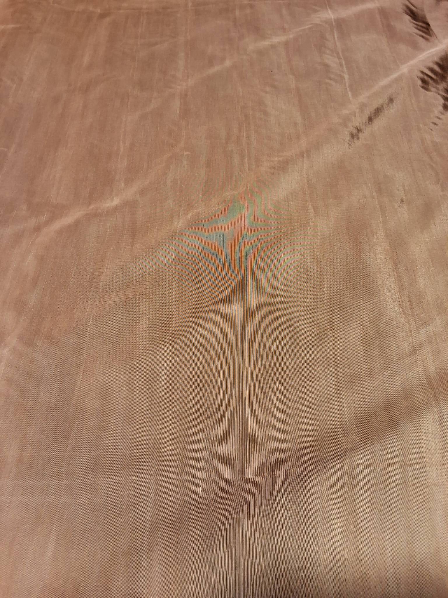 Vintage Fabric - Cedar Brown: Vintage fabric measuring 49"x449", featuring a finely by ribbed texture in a cedar brown color with a slight sheen. The fabric is in good condition, suitable for various purposes. The long dimensions 