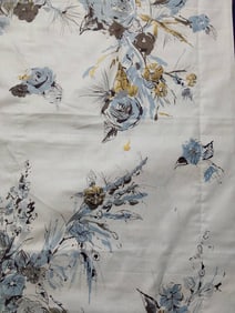 Vintage Linen Fabric - Floral Rose