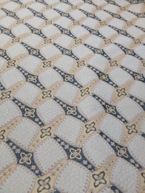 Vintage Linen Fabric - Floral Diamonds