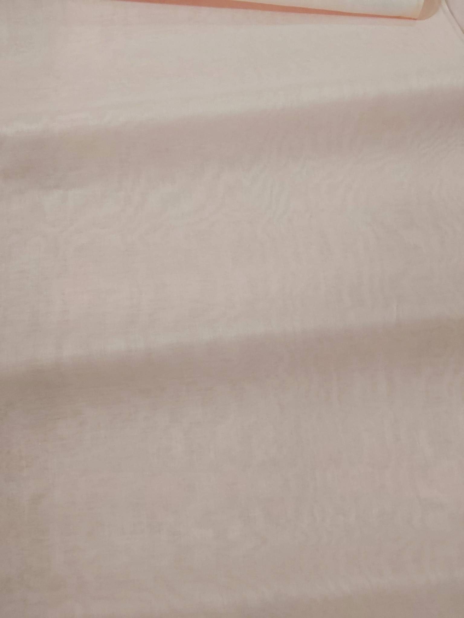 Vintage Fabric - Pastel Pink: Vintage fabric of a pastel pink color measuring 30"x464". Notable storage discoloration is present, primarily along the sides folded against the cardboard. Overall, the fabric remains in good conditio