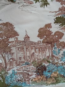 Vintage Barkcloth Fabric - Mount Vernon