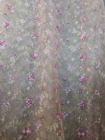 Vintage Tulle Fabric - Pink Flowers