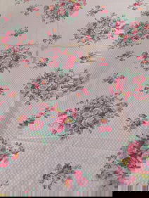 Vintage Cotton Fabric - Diamonds and Florals