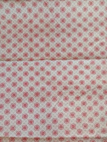 Vintage Cotton Fabric - Red Geometric Designs