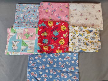 Vintage Cotton Fabric - Childrens Novelty Prints