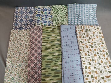 Vintage Cotton Fabric - Nature and Geometric Patterns