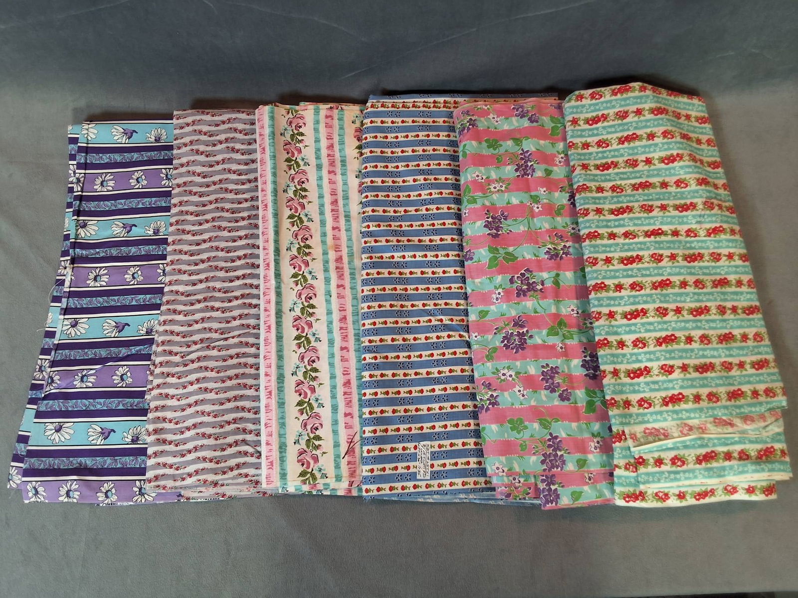 Vintage Cotton Fabrics  -  Floral Stripes (1 of 8)