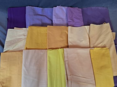 Collection of Purple and Yellow Fabric
