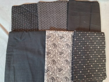 Antique Cotton Fabric - Black and Grey