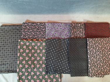 Antique Cotton Fabric - Floral, Paisley, and Grid Patterns