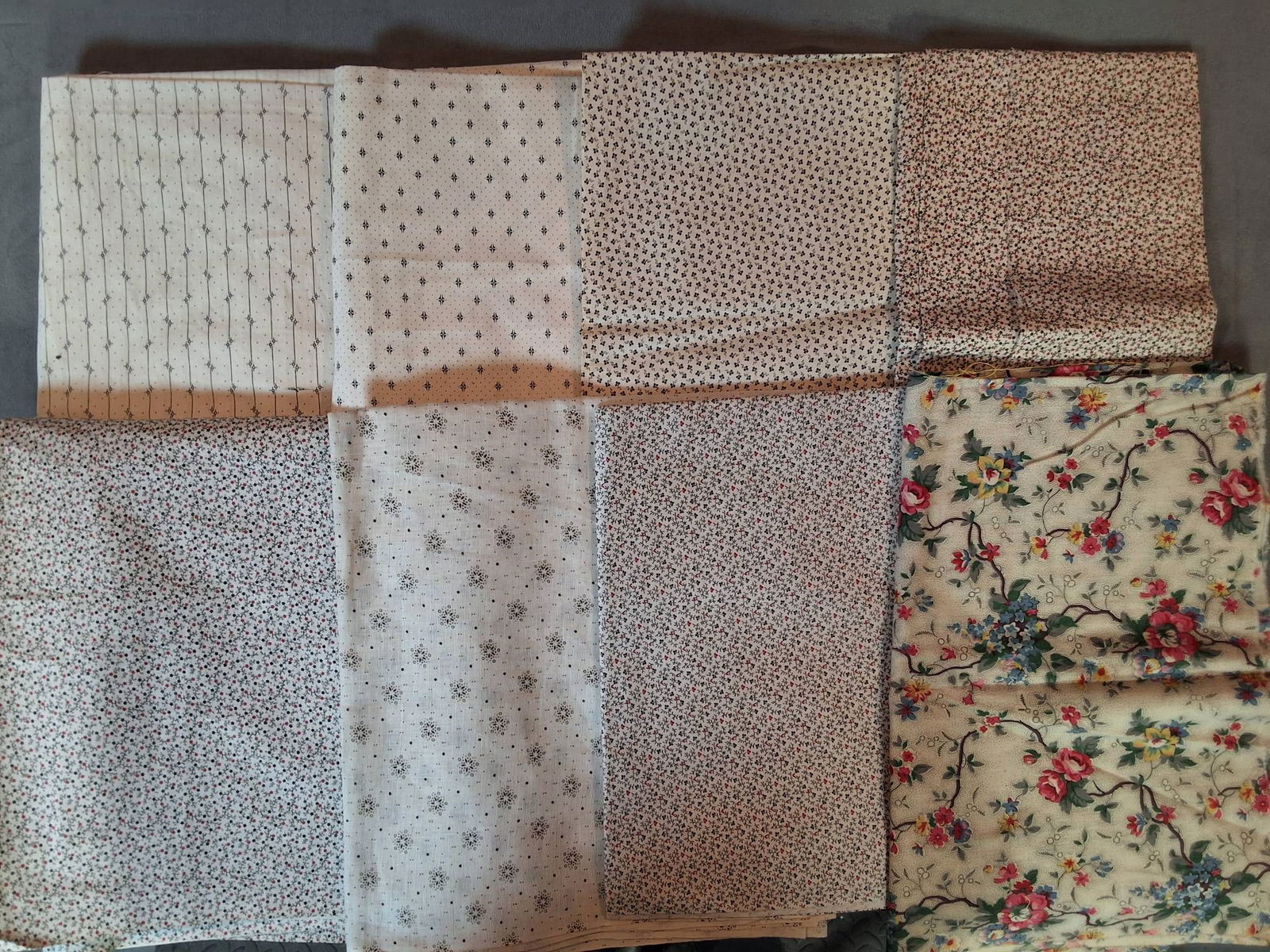 Antique Cotton Fabric  -  Floral and Geometric Motifs (1 of 12)