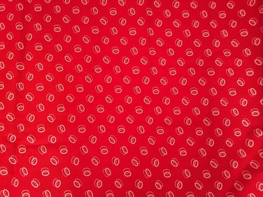 Antique Cotton Fabric - Red with White Ovals
