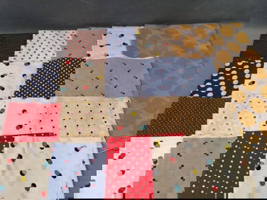 Vintage Cotton Fabric Lot - Polka Dots and Squares
