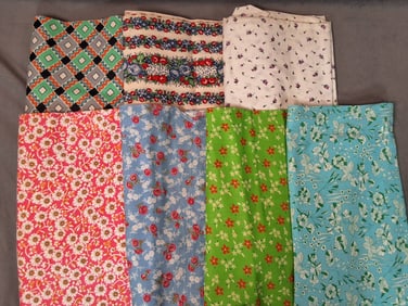 Vintage Cotton Fabric - Florals and Geometric Patterns