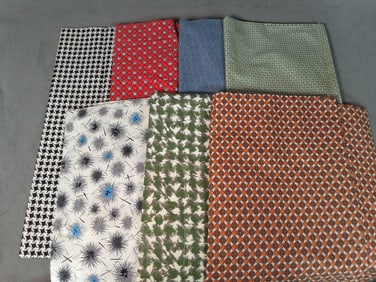 Vintage Cotton Fabric - Geometric and Nature Designs