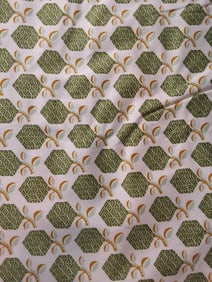 Vintage Cotton Fabric - Green Hexagons