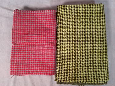 Vintage Cotton Fabric - Houndstooth and Check Plaid