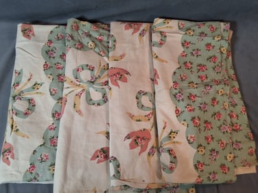 Vintage Cotton/Linen Curtain Set - 4 Panels