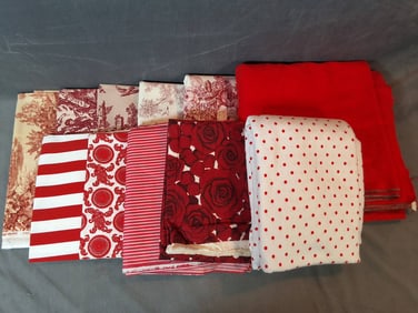 Vintage Cotton Fabric - Red