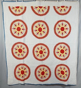 Antique c1900 Rising Sun Quilt
