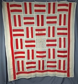 Antique 1867 Patriotic Potholder Quilt
