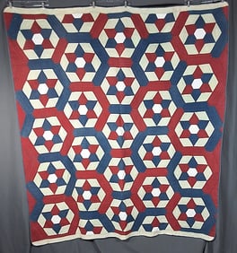 Antique c1890 Heagonal Star Quilt