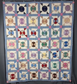 Vintage c1940 Greek Square Variation Quilt