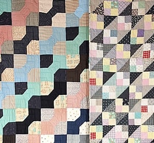 2 c1940 Quilts - Bowtie, Jacobs Ladder