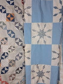 2 Antique c1920 Quilt Tops - Star and Double Square
