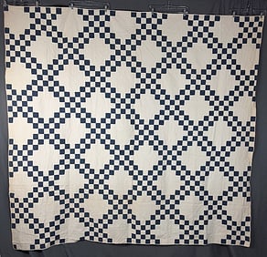 Antique c1870 Double Irish Chain Quilt