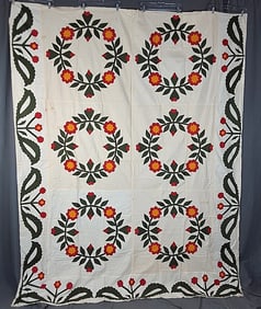 Antique c1845 Presidents Wreath Quilt Top