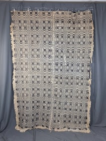 Antique Blue and White Overshot Coverlet