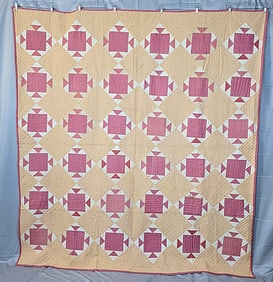Antique c1870 Art Square Quilt