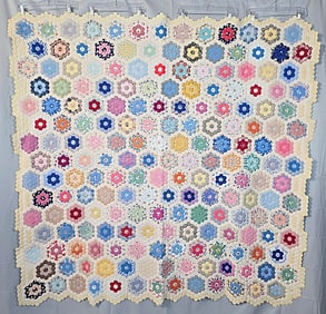 Vintage c1940 Grandmothers Flower Garden Quilt