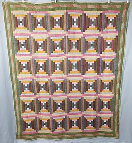 Antique c1880 Courthouse Steps Quilt