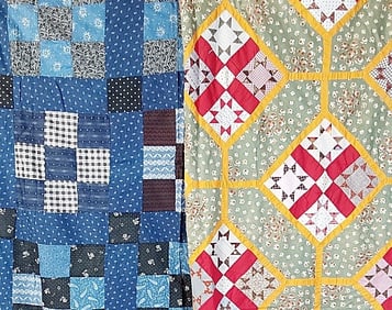 2 Antique Quilt Tops - 9 Patch, Garden Maze