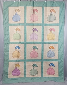 Vintage c1930 Colonial Ladies Quilt