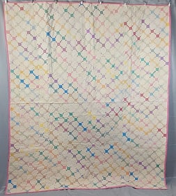 Vintage c1940 Uneven Nine Patch Quilt