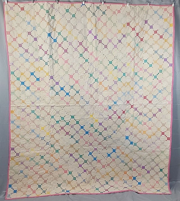 Vintage c1940 Uneven Nine Patch Quilt (1 of 12)