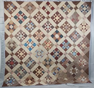 Antique c1870 Ohio Star Quilt - Finished 20th Century